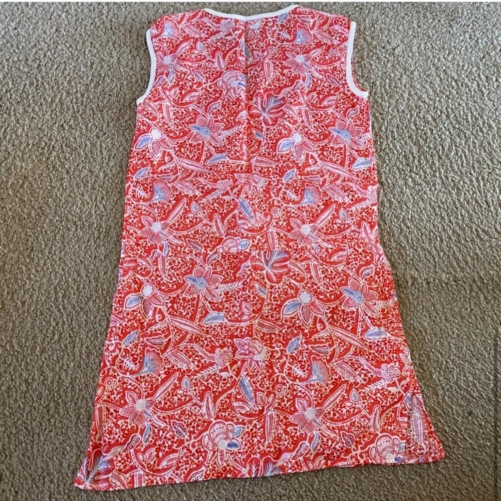 Tory Burch Red Floral Linen Dress Size XS - Picture 5 of 5